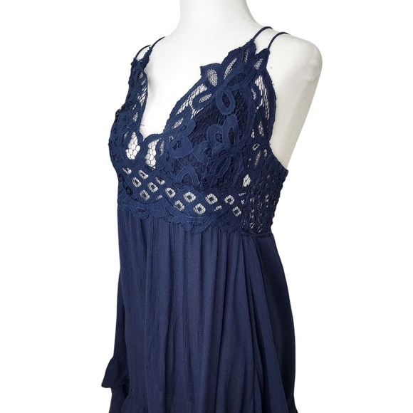 Free People One Adella Slip Navy Blue Dress Size Medium - Picture 6 of 9